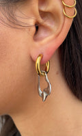 Leaf X Hoop Earrings