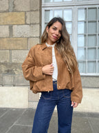 Veste Effet Suédine Léonie Camel