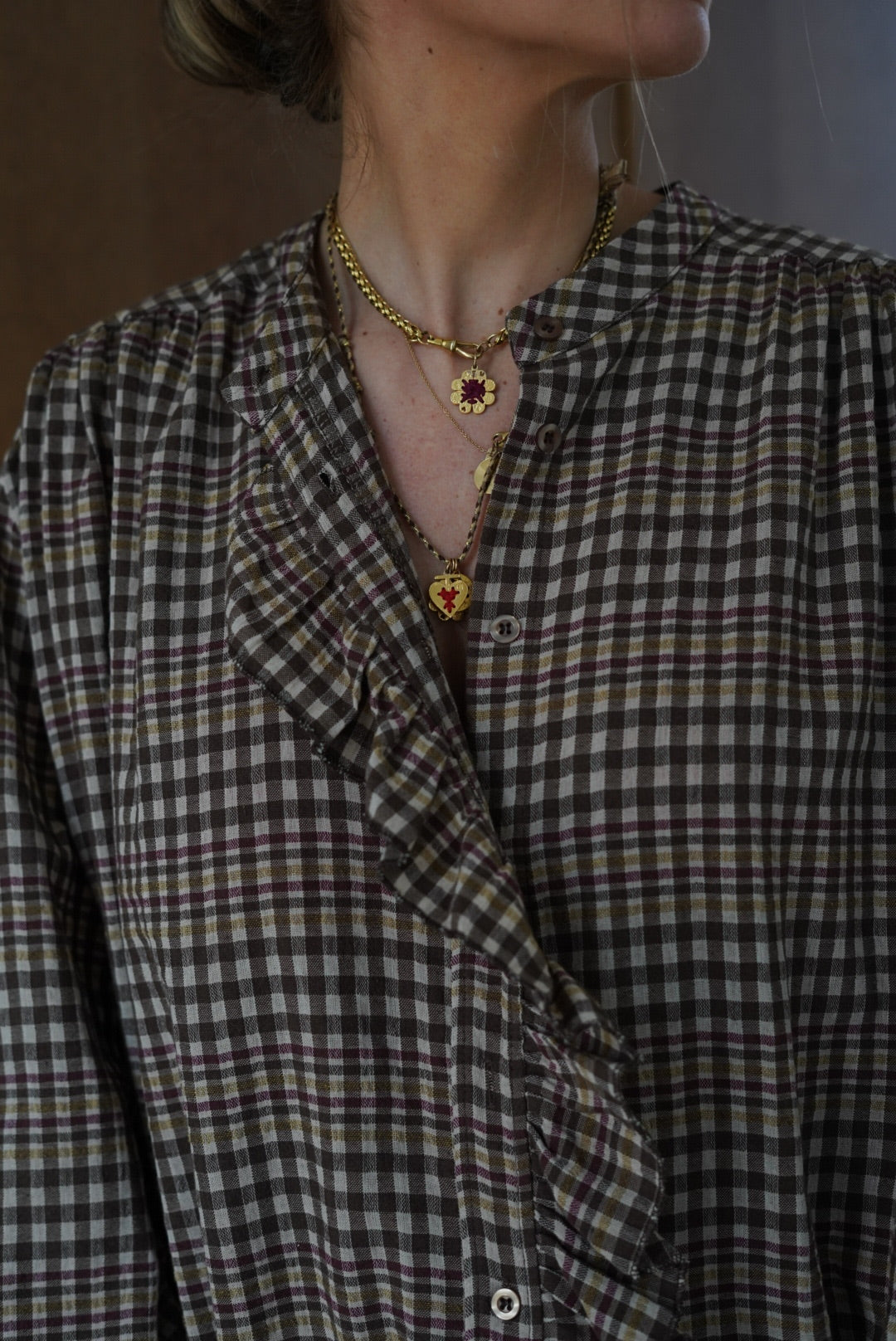 Colette Brown Check Blouse