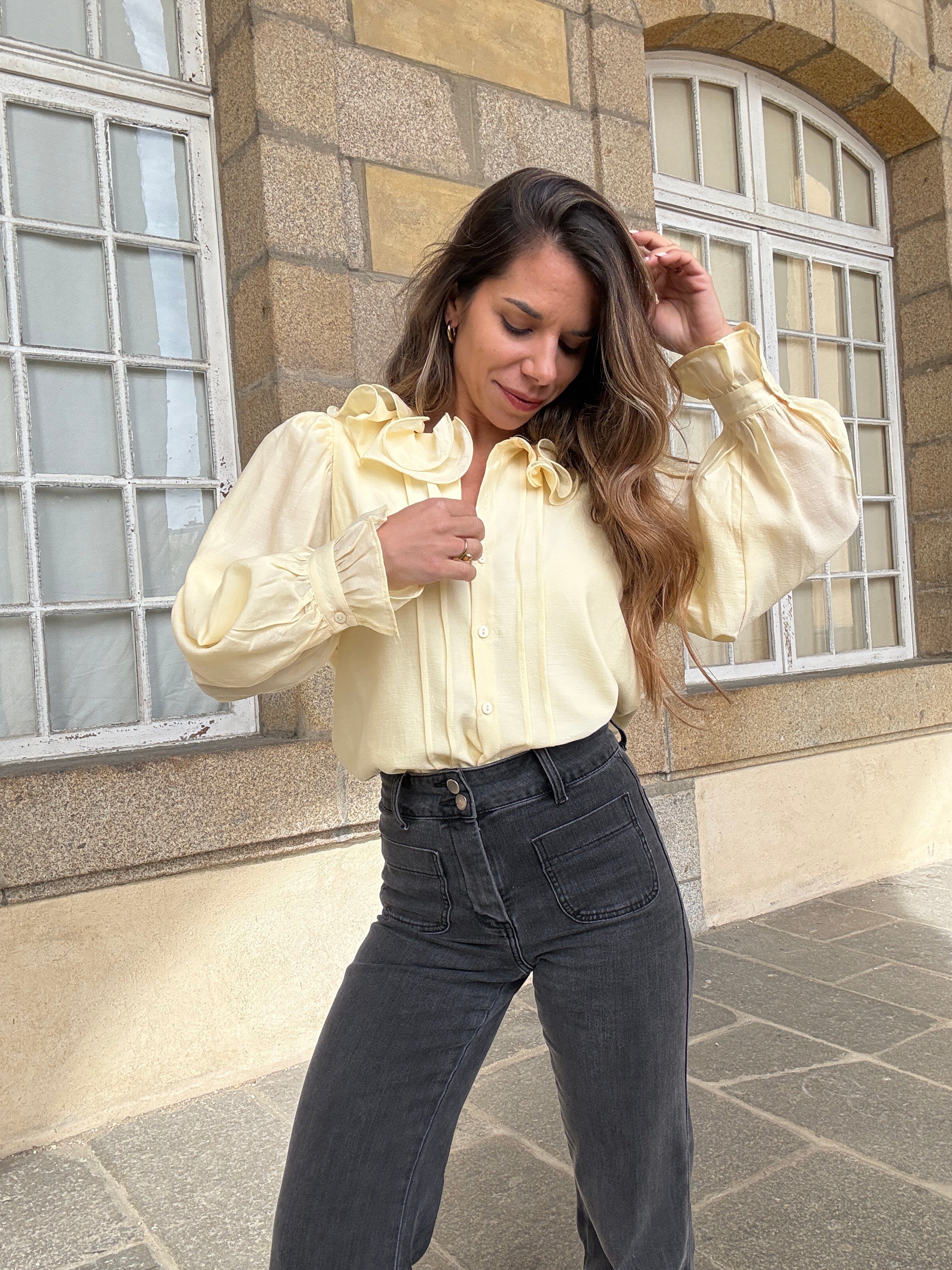 Blouse Brune jaune pâle