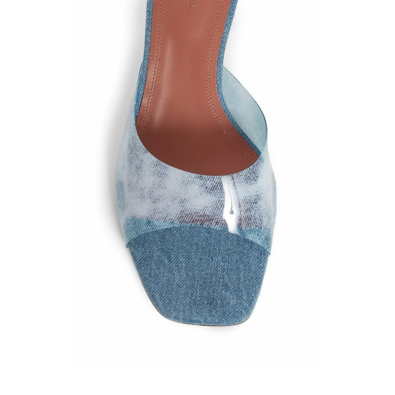 Mules - Amina Muaddi Lupita Glass Pvc Denim - Blue