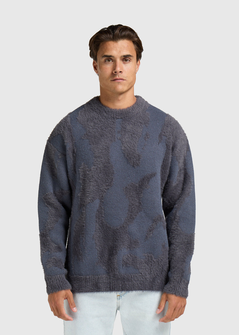 Pull Col Rond Hairy Glacier - Navy Blue