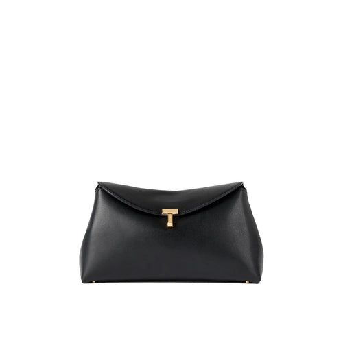 Toteme - T-Lock Leather Clutch Bag - Black