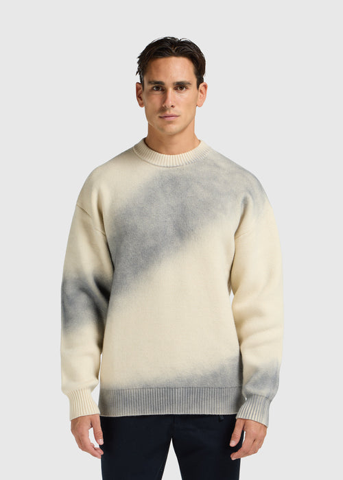 Spray Round Neck Sweater - Stone Gray