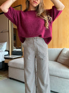 Gabriel Checked Ruffled Wide Leg Trousers