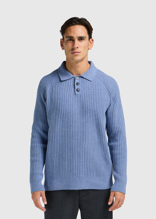 Soft Structure Polo Shirt - Blue Melange