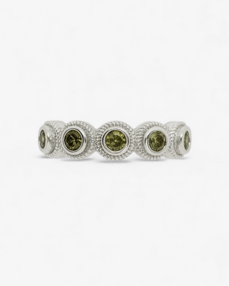 Bague Lágrima Oliva Plata