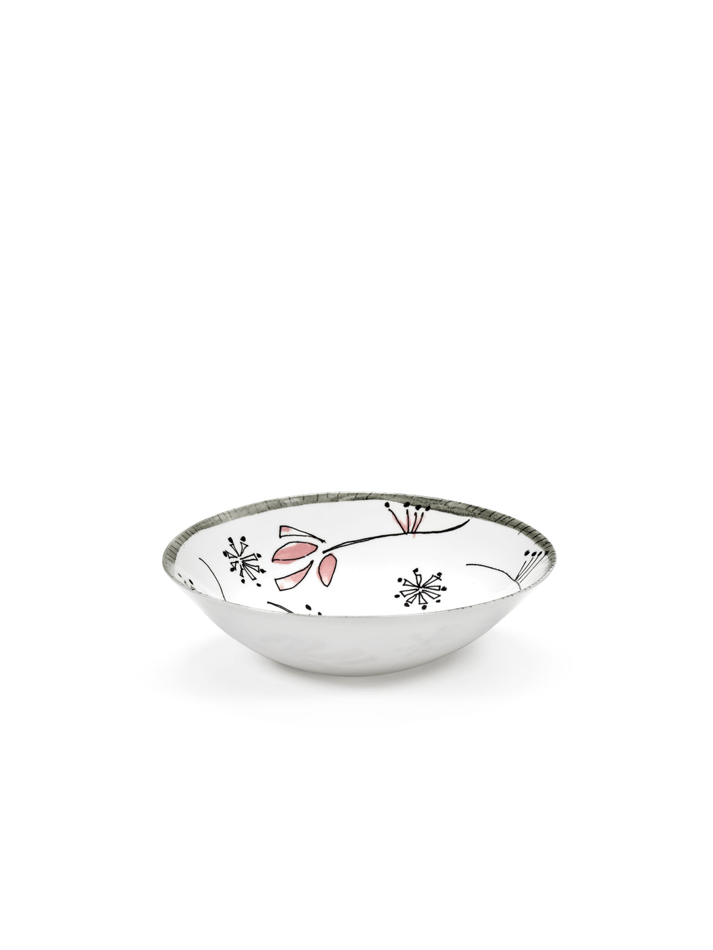 Midnight Flowers - Lot De 2 Bols Bas - L - Porcelaine Bone China - Fiore Rosa