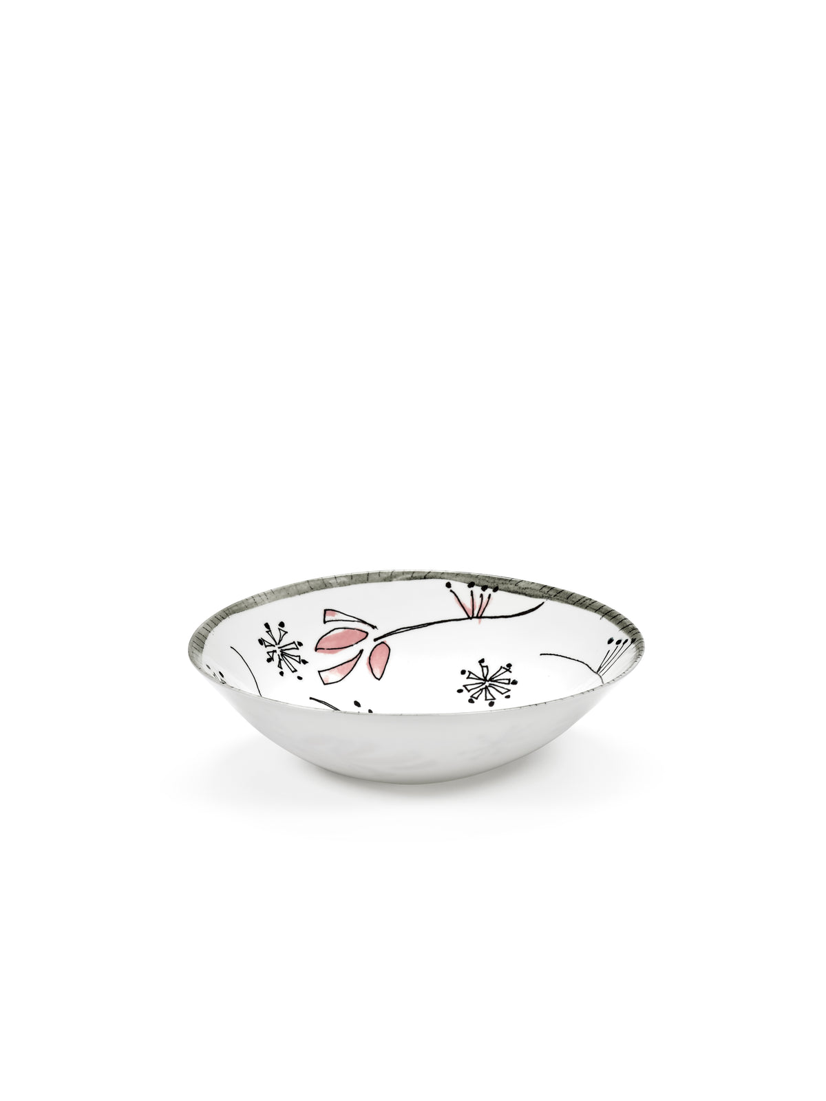 Midnight Flowers - Lot De 2 Bols Bas - L - Porcelaine Bone China - Fiore Rosa