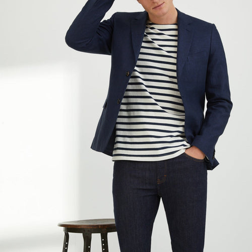 Blazer Cotton/Li - Azul medio liso - Hombre