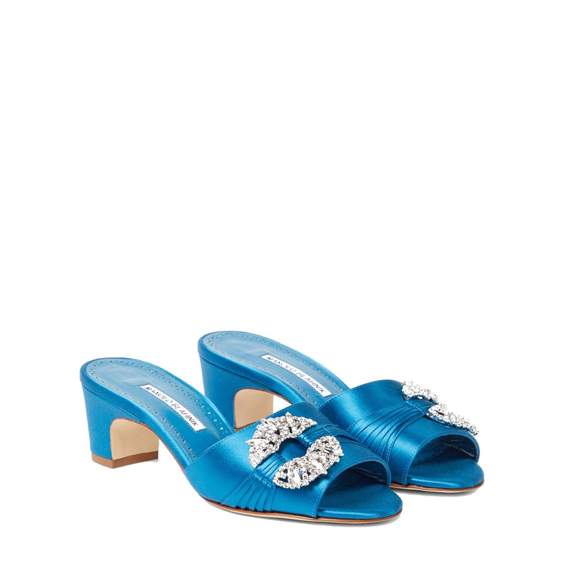 Mules - Manolo Blahnik Prinap 050 Satin - Blue
