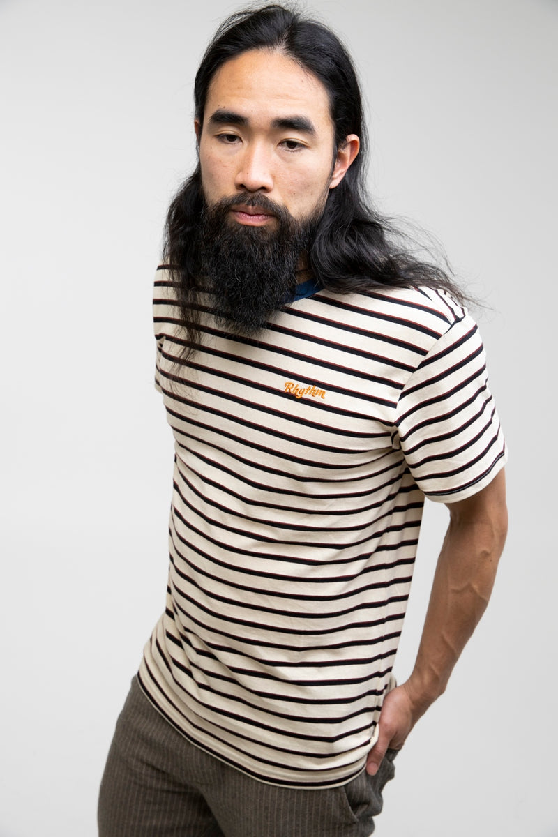 Rhythm - T-Shirt Everyday Stripe - Natural - Homme