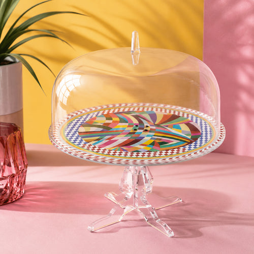 Decor - Petit Présentoir à Gâteau Avec Cloche - Rainbow