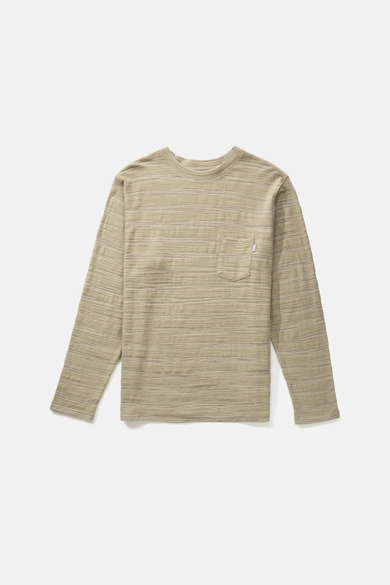 Rhythm - T-Shirt Dobby Stripe Pocket Ls T-Shirt - Maple - Homme