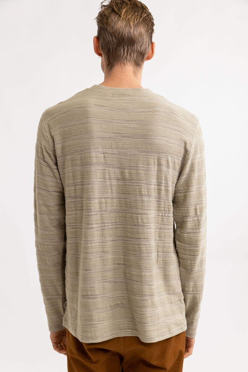 Rhythm - T-Shirt Dobby Stripe Pocket Ls T-Shirt - Maple - Homme