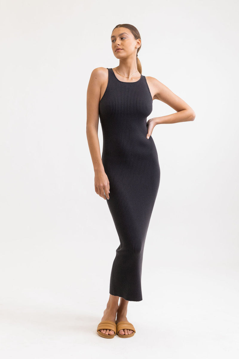 Rhythm - Vestido midi Olina - Carbón - Mujer
