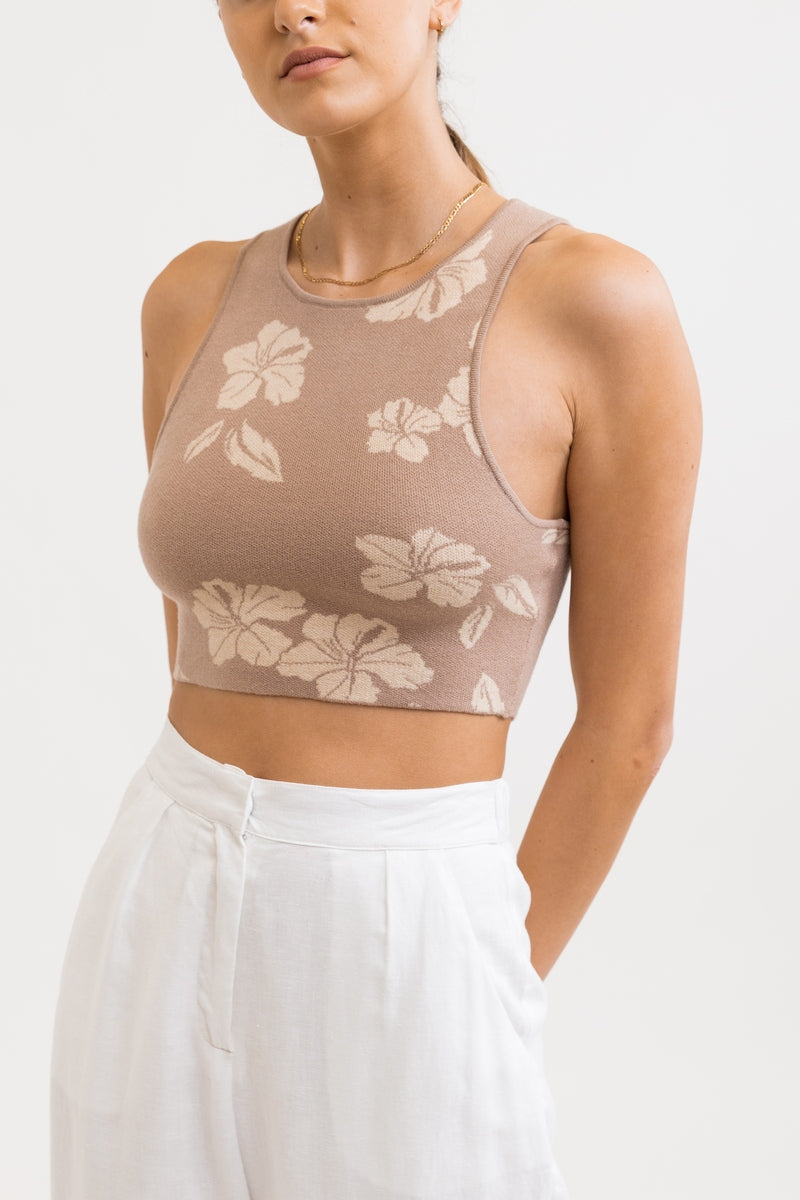 Rhythm - Top Hibiscus - Taupe - Mujer