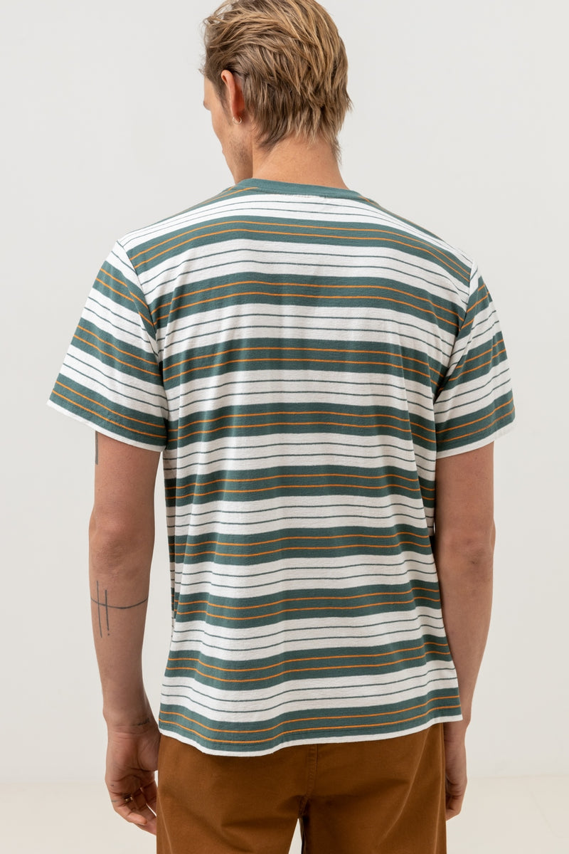 Rhythm - T-Shirt Vintage Stripe - Teal - Homme