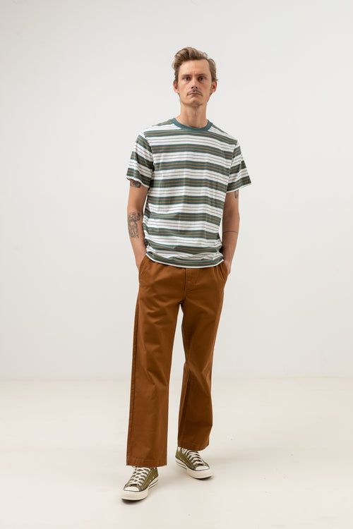 Rhythm - T-Shirt Vintage Stripe - Teal - Homme