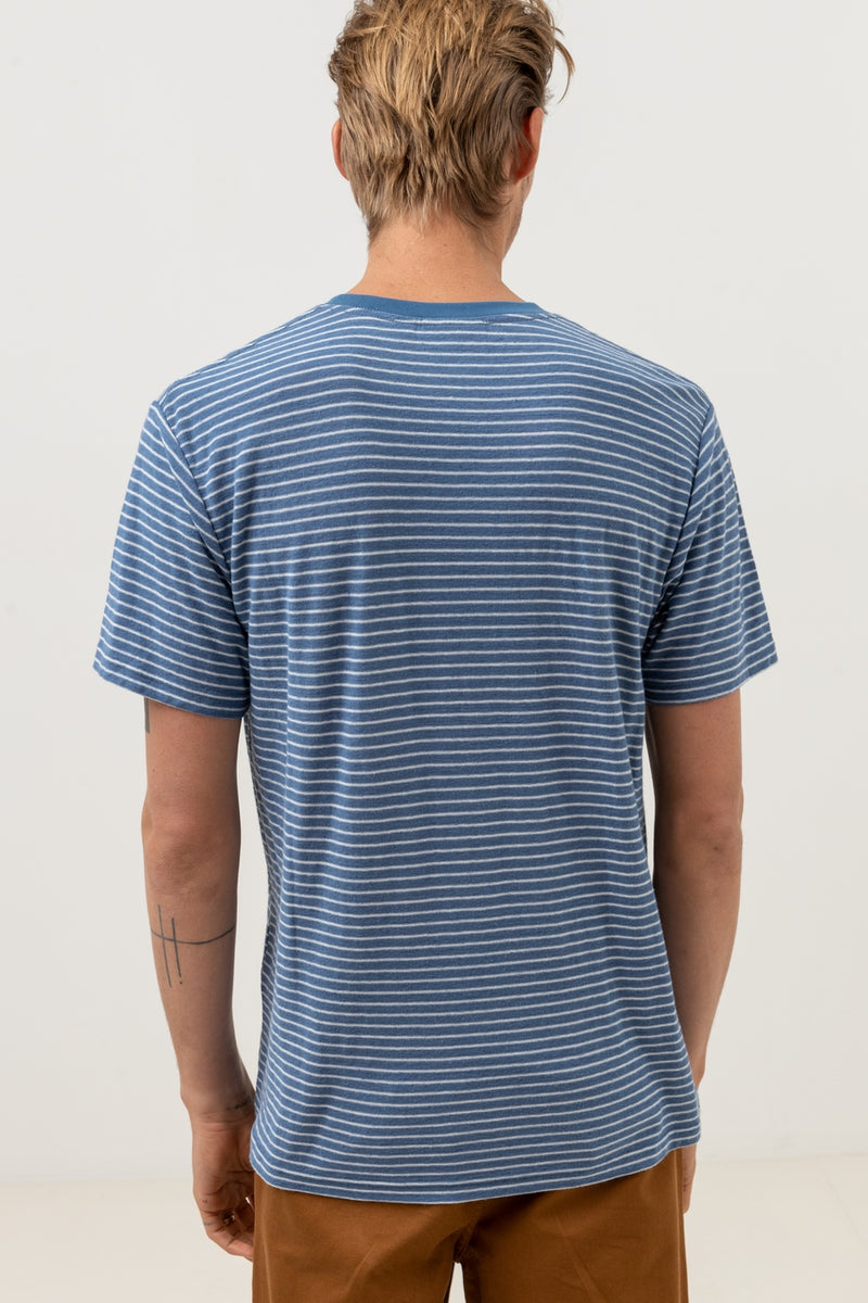 Rhythm - T-Shirt Linen Stripe Stripe - Slate - Homme