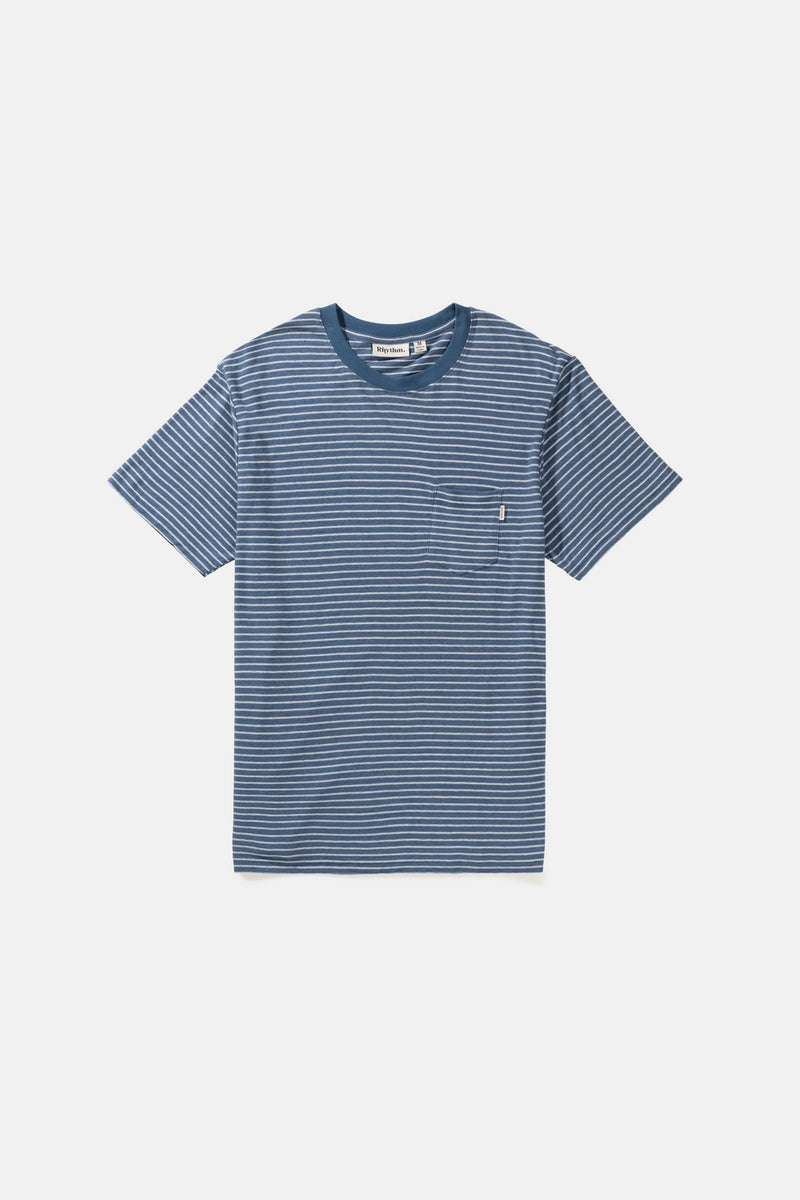 Rhythm - T-Shirt Linen Stripe Stripe - Slate - Homme