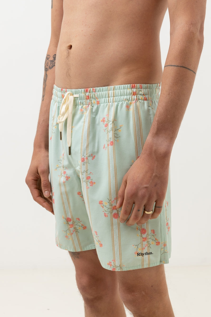 Rhythm - Short De Bain Floral Stripe - Sage - Homme