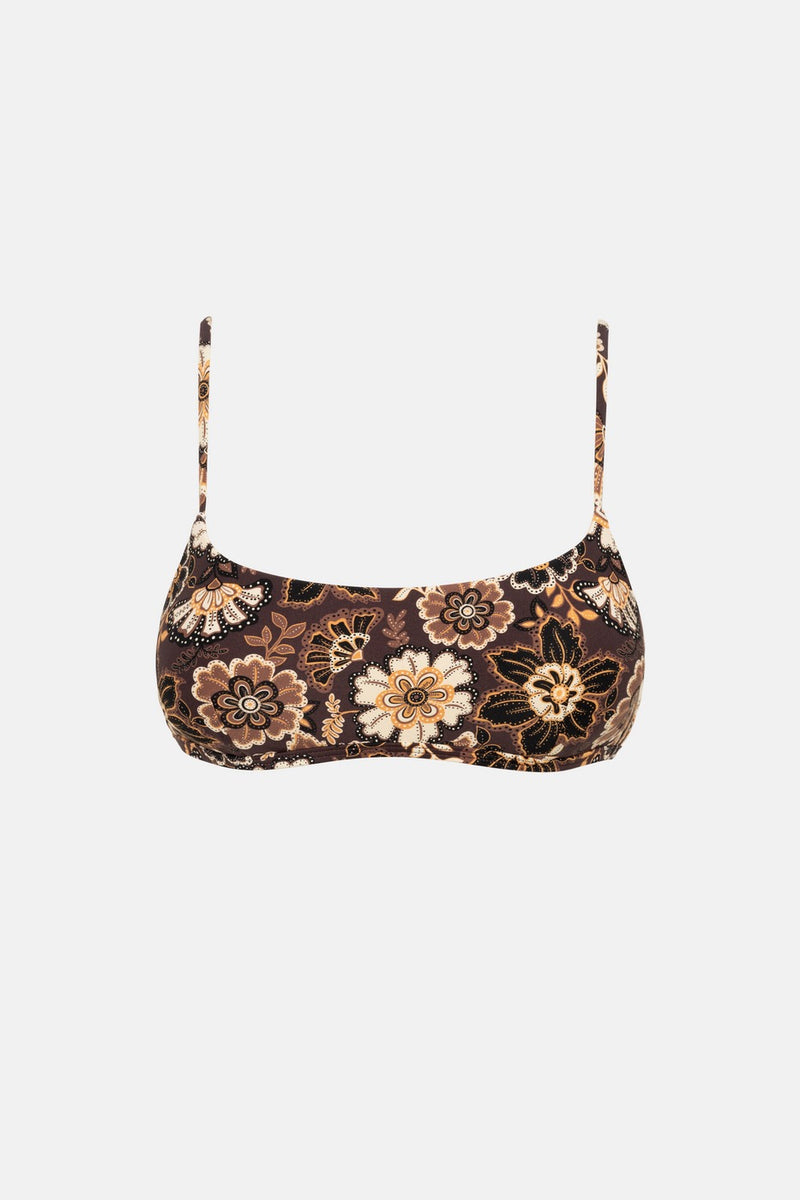 Rhythm - Maillot De Bain Cantabria Floral Crop Top - Brown - Femme