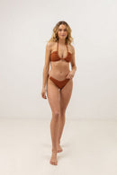 Rhythm - Traje de baño con top halter delantero fruncido Wave Break - Desert Shimmer - Mujer