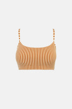 Rhythm - Sunbather Stripe Crop Top Swimsuit - Chocolate - Women