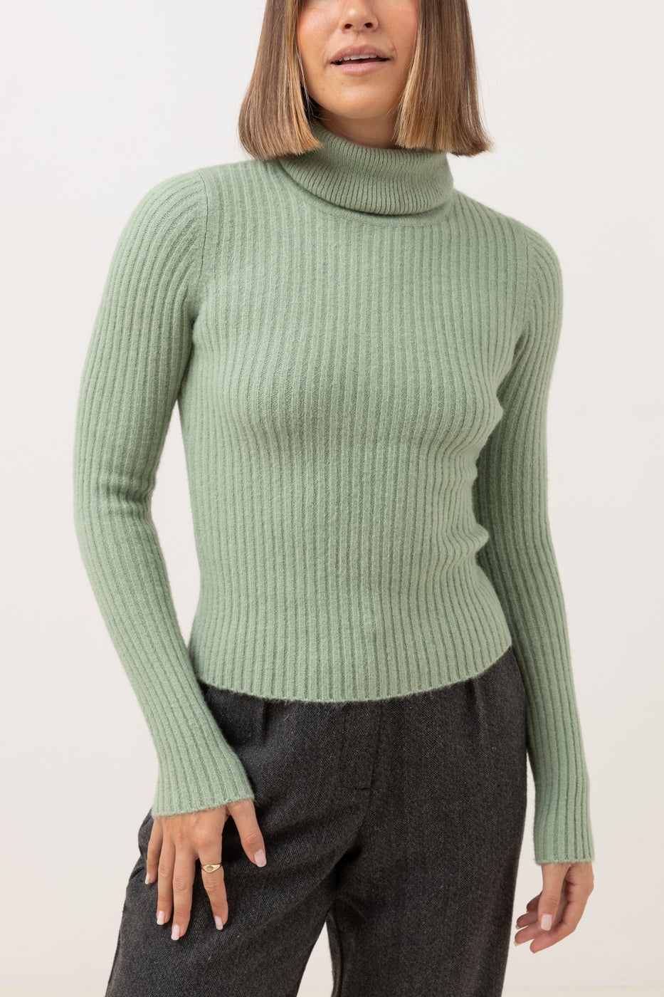 Maille Brooklyn Roll Neck - Aloe - Femme
