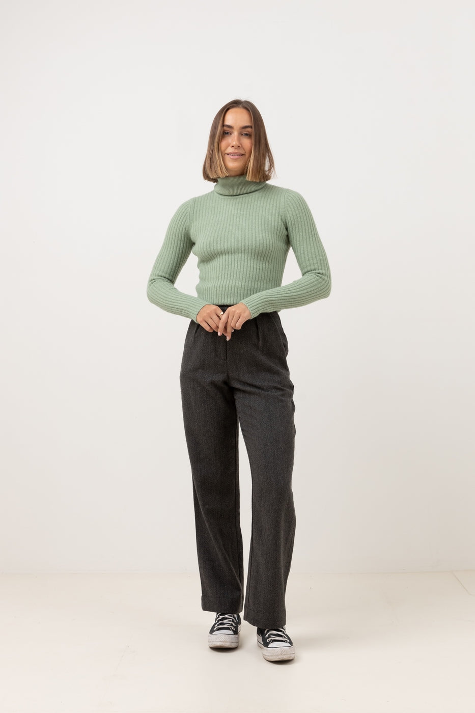 Maille Brooklyn Roll Neck - Aloe - Femme