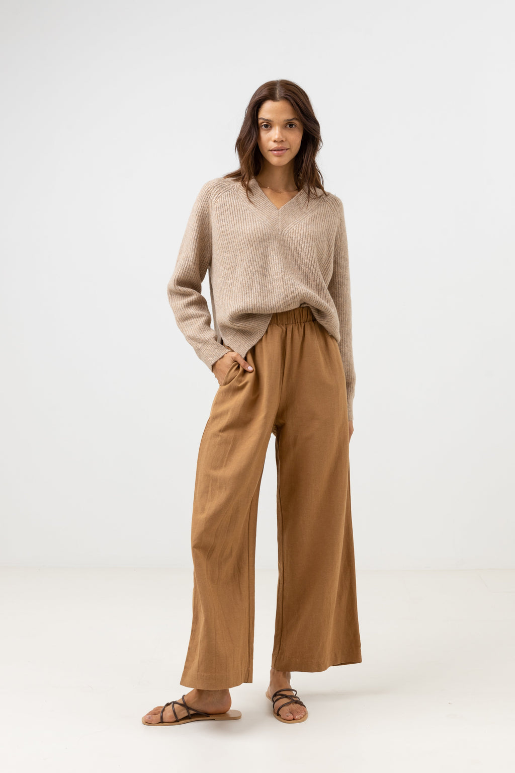 Sunrise Wide Leg Pant - Tan - Women