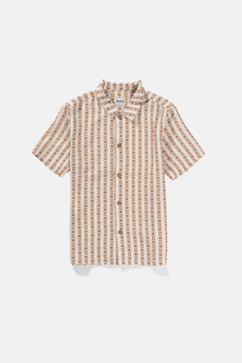 Rhythm - Tile Stripe Ss Shirt - Natural - Homme