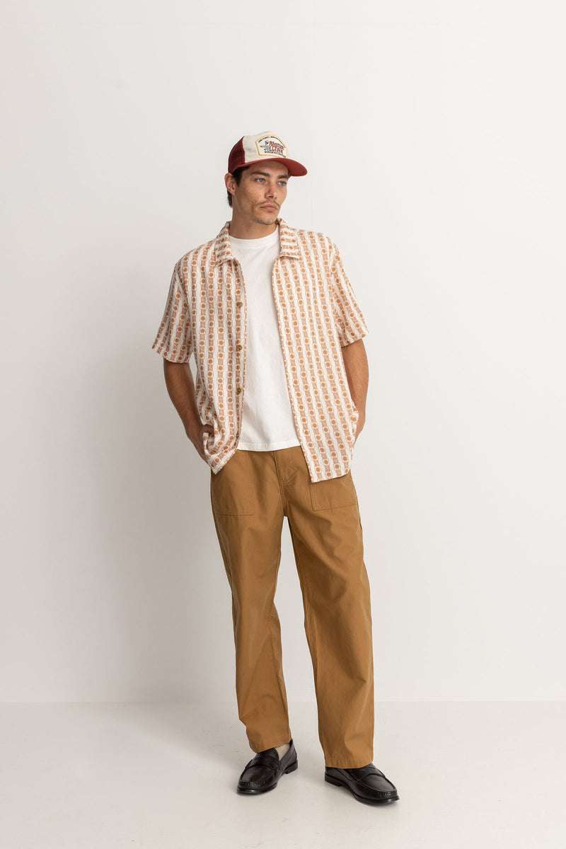 Rhythm - Tile Stripe Ss Shirt - Natural - Homme