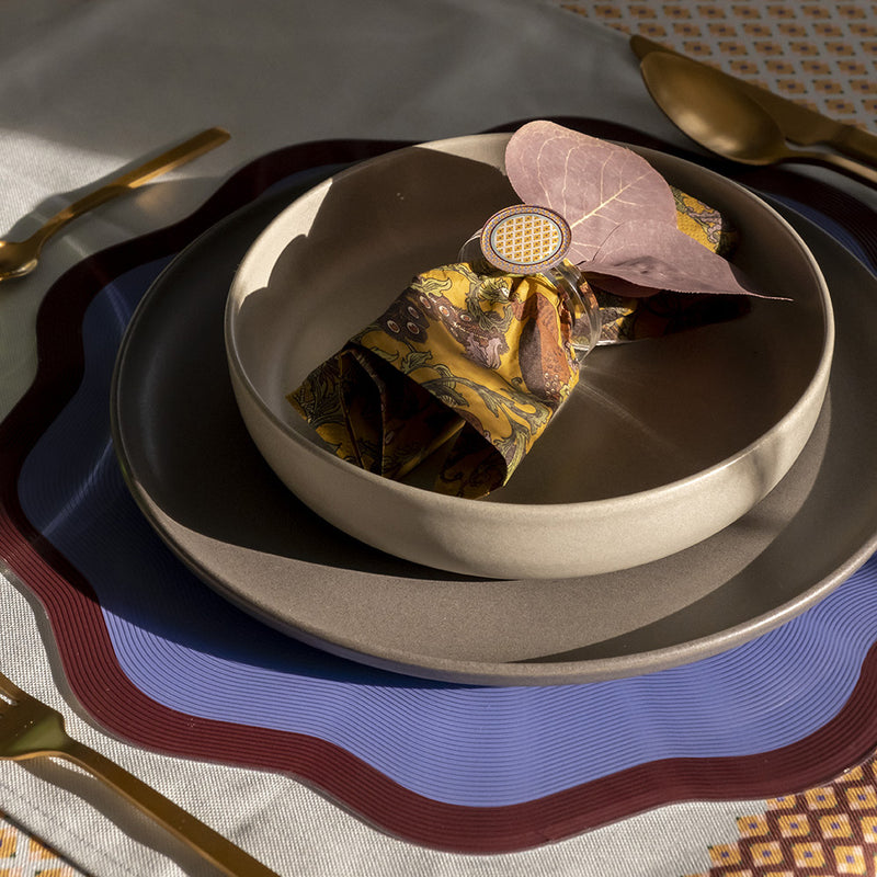 Decor - Set de 2 Sets De Table - Cristal Acrylique - Motif Fleurs - Bleu