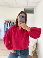 Blusa de cuadros vichy fucsia Clothilde