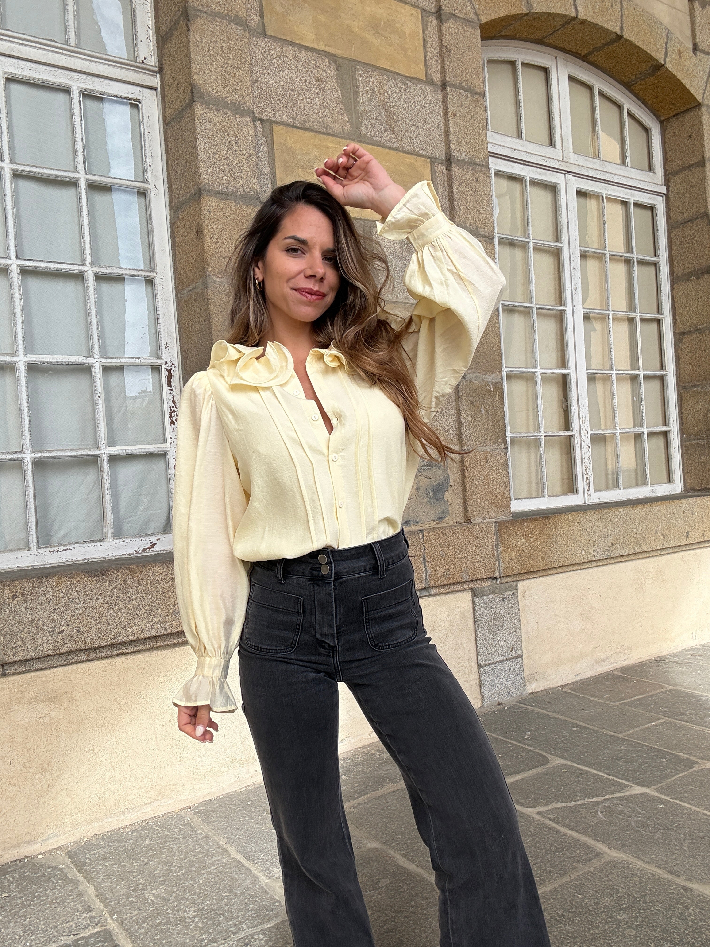 Blouse Brune jaune pâle