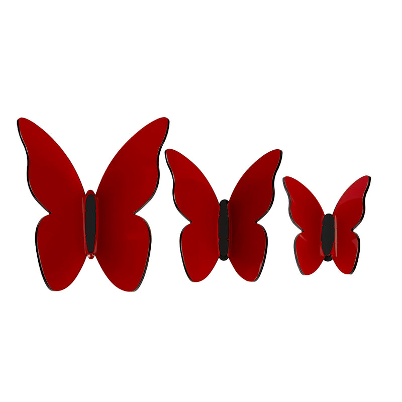 Funny Butterflies - Kit de 3 Papillons Décoratifs - Rouge