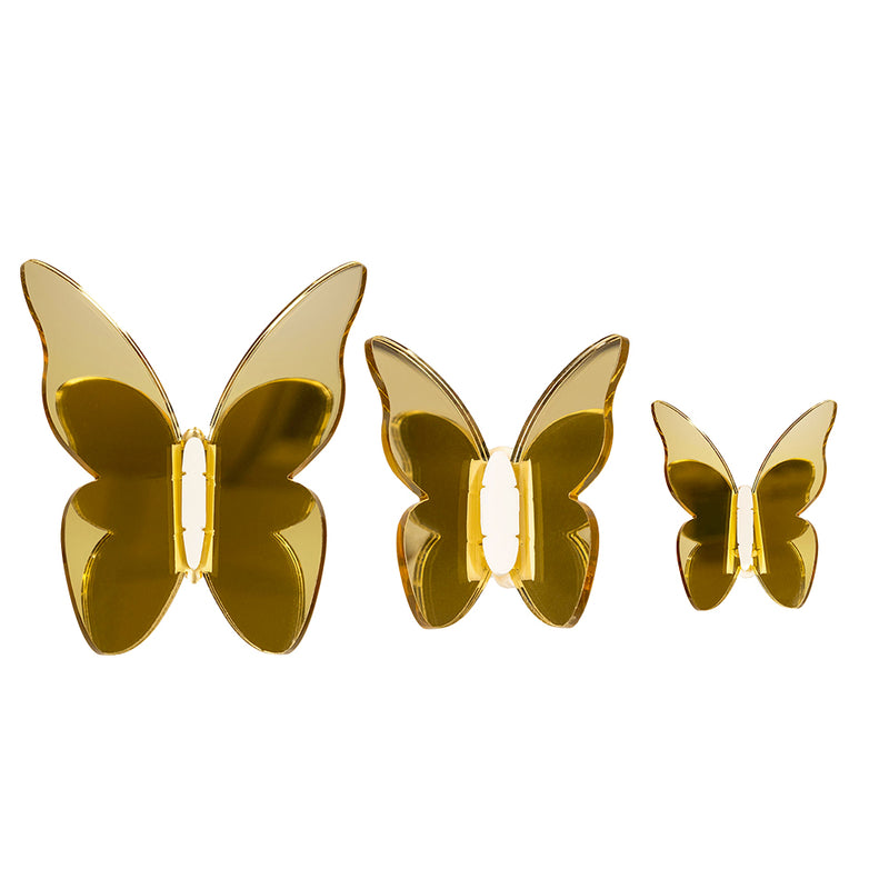 Funny Butterflies - Kit de 3 Papillons Décoratifs - Or