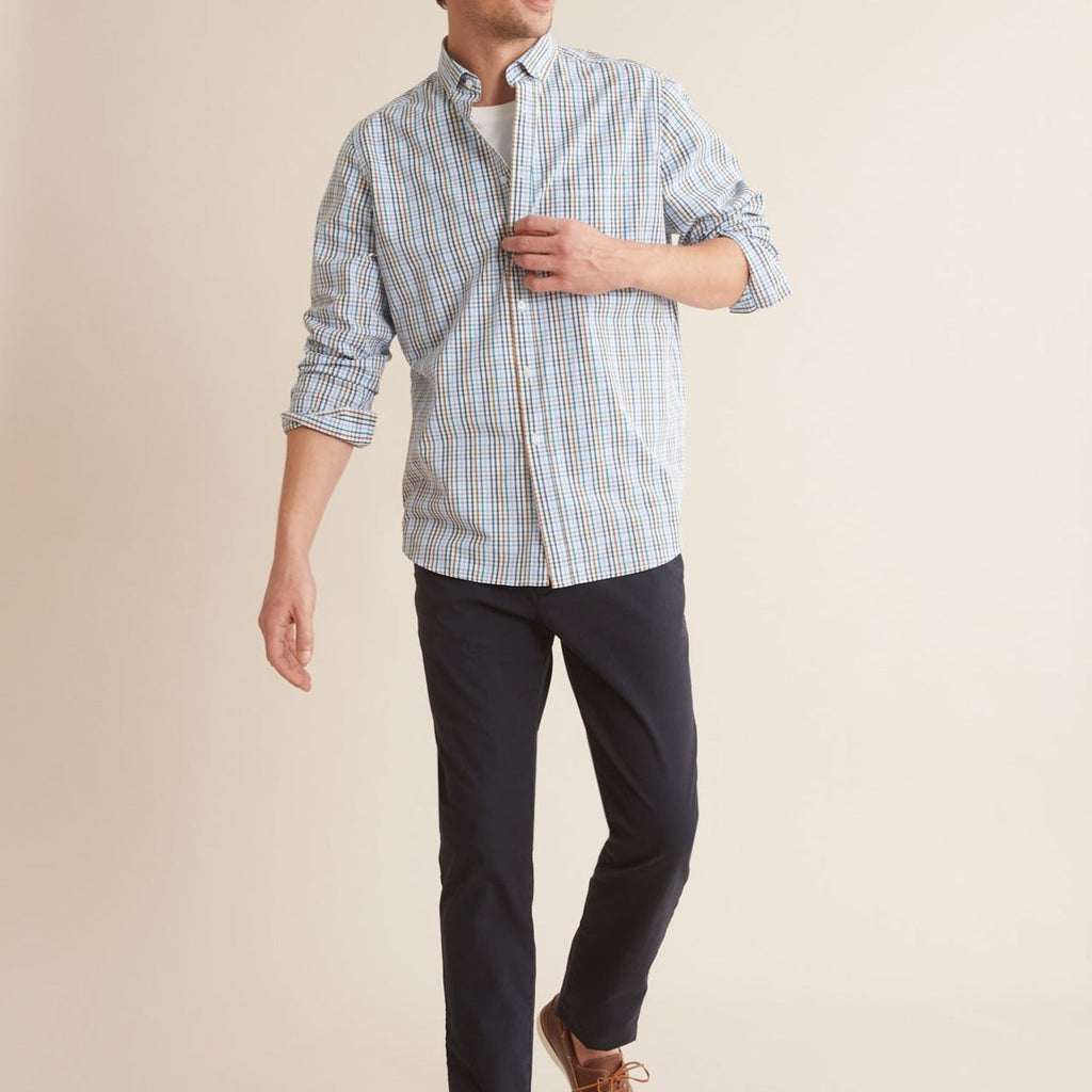 Camisa Cla Car - Azul Medio Cuadros - Hombre