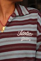Hector Striped Polo Shirt Burgundy/Sky Blue