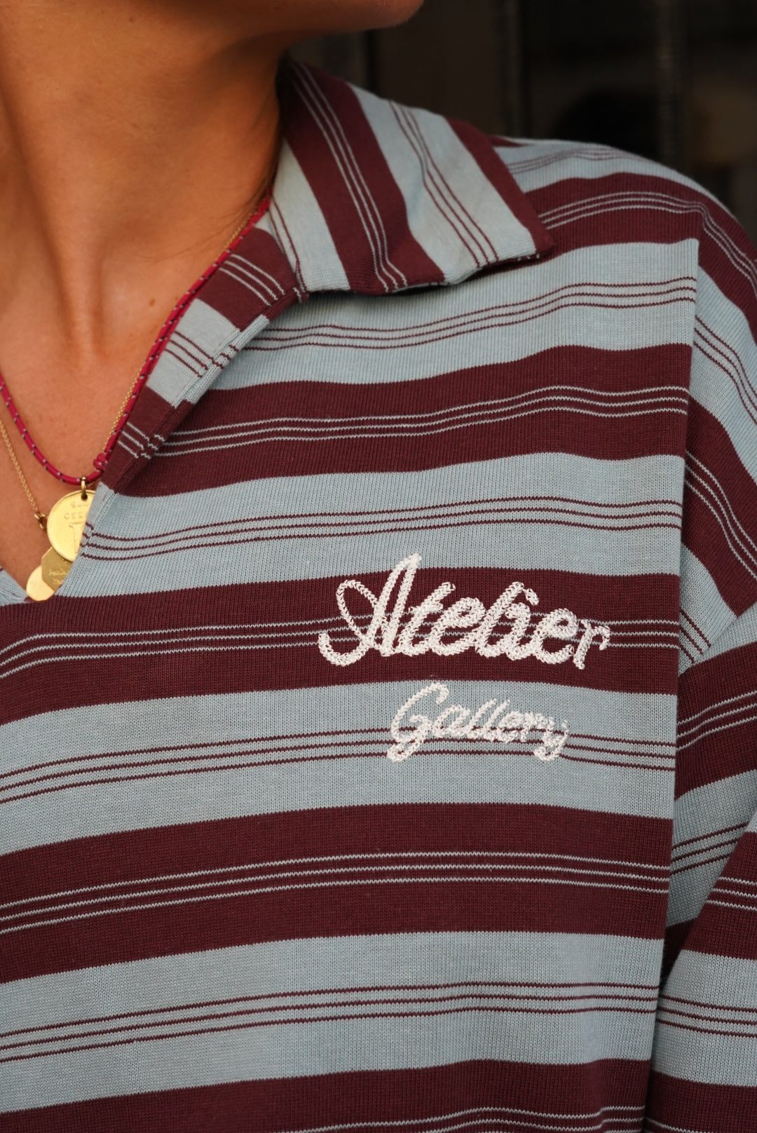 Hector Striped Polo Shirt Burgundy/Sky Blue