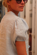 Blouse Célestine lin bleu ciel