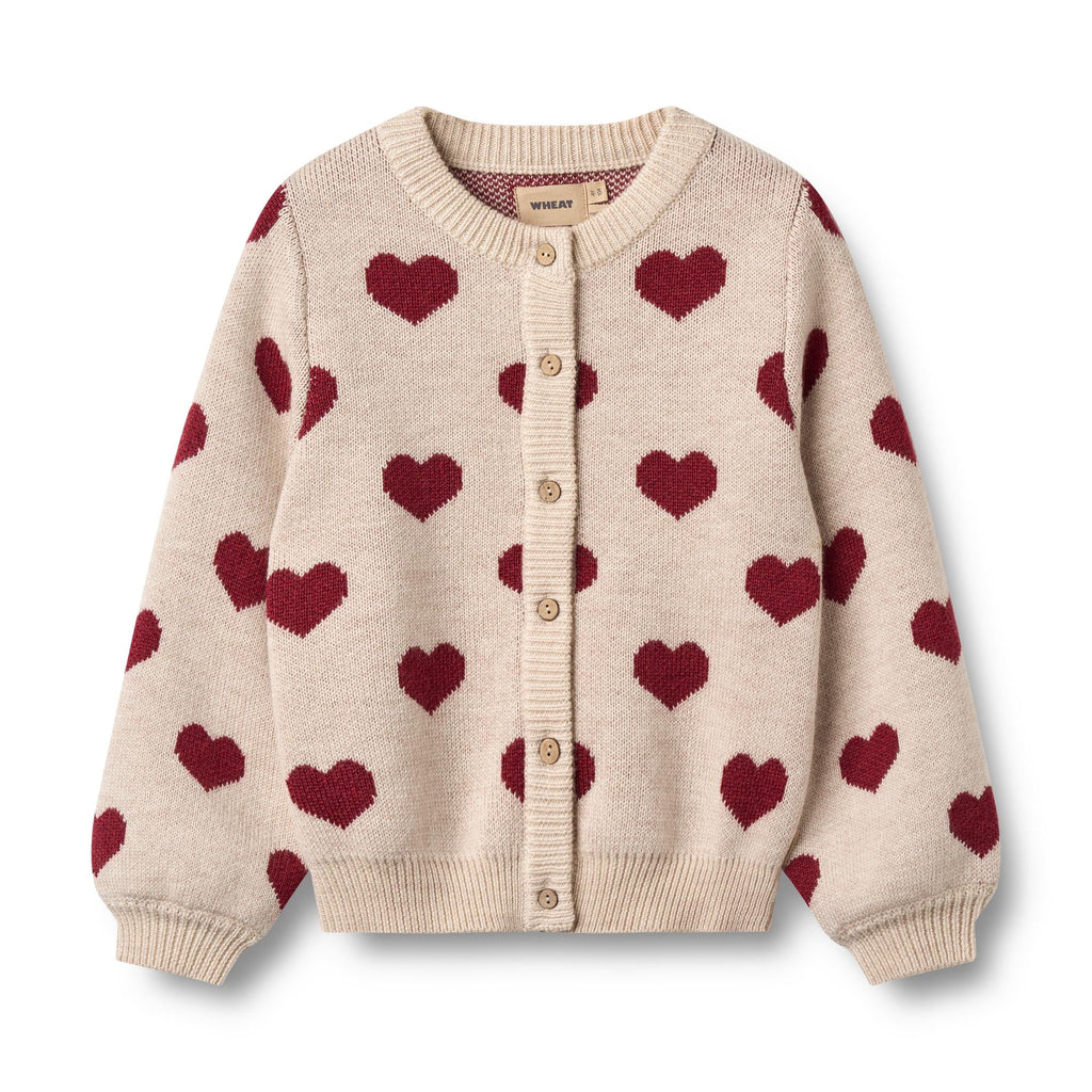 Cárdigan Jacquard Corazones - Offwhite Melange - Niño