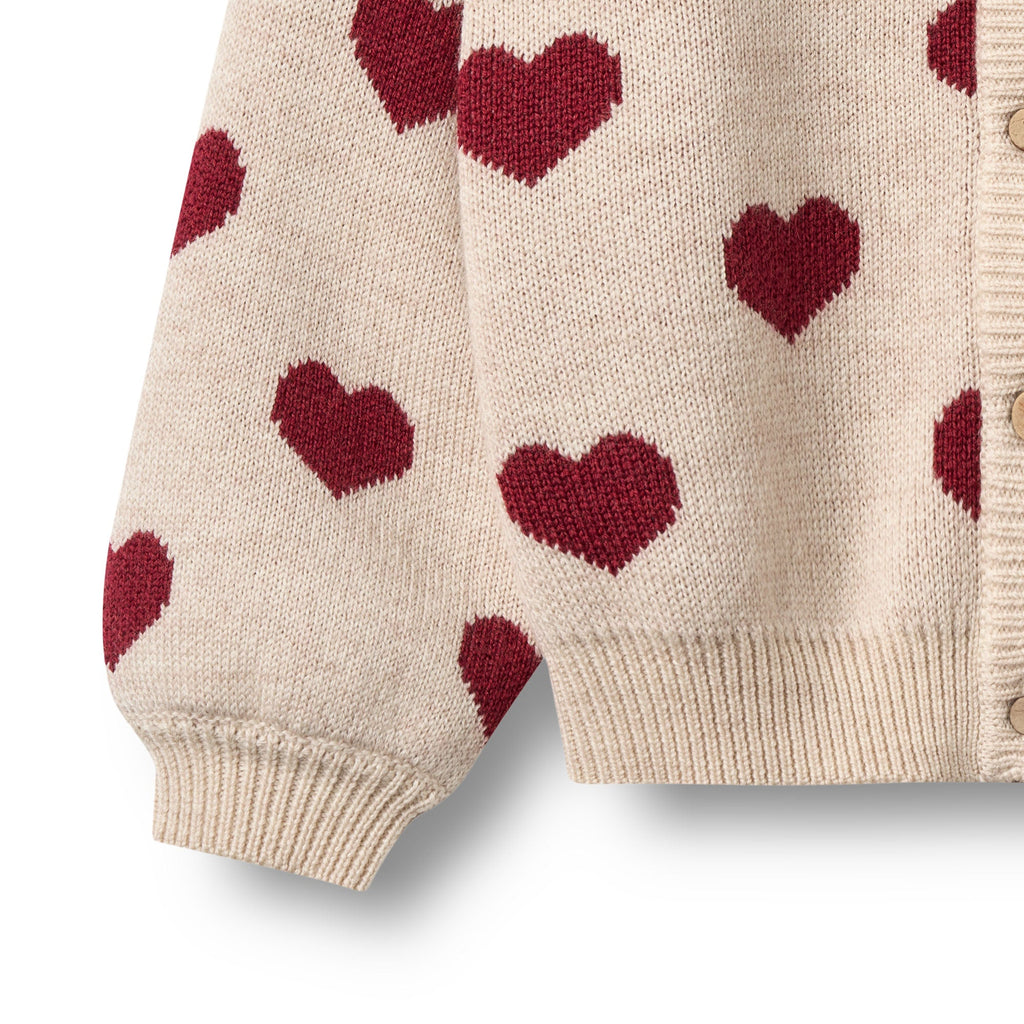 Cárdigan Jacquard Corazones - Offwhite Melange - Niño
