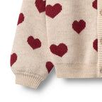 Cárdigan Jacquard Corazones - Offwhite Melange - Niño