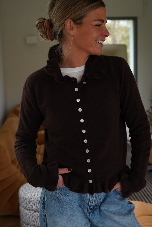 Gilet Paco Col Froufrou Chocolat