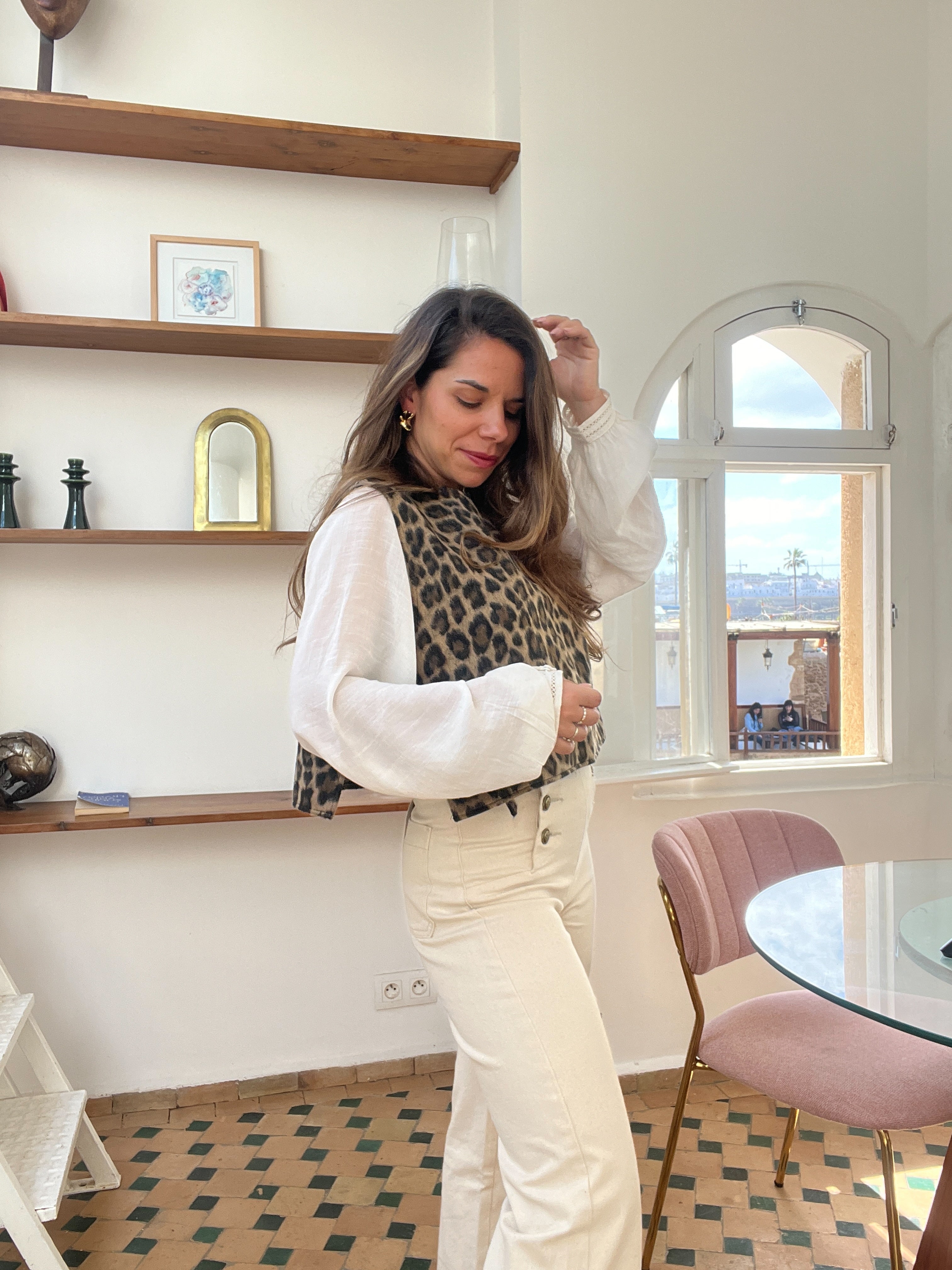 Jeanne Leopard Print Sleeveless Jumper with Side Ties