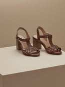 Sandalia Cannage - Liso Marrón Medio - Mujer