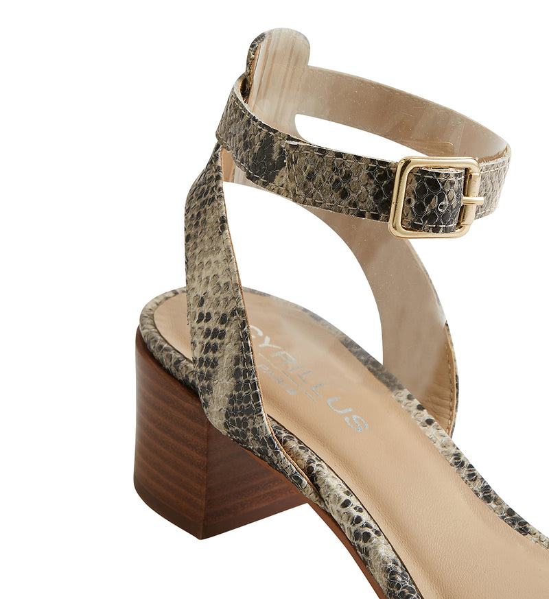 Sandale Talon - Beige Moyen Imprime - Femme